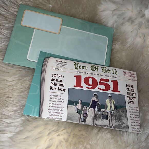 1951 Year Of Birth Happy Birthday Greeting Card By Leanin’ Tree With Envelope - Picture 1 of 4